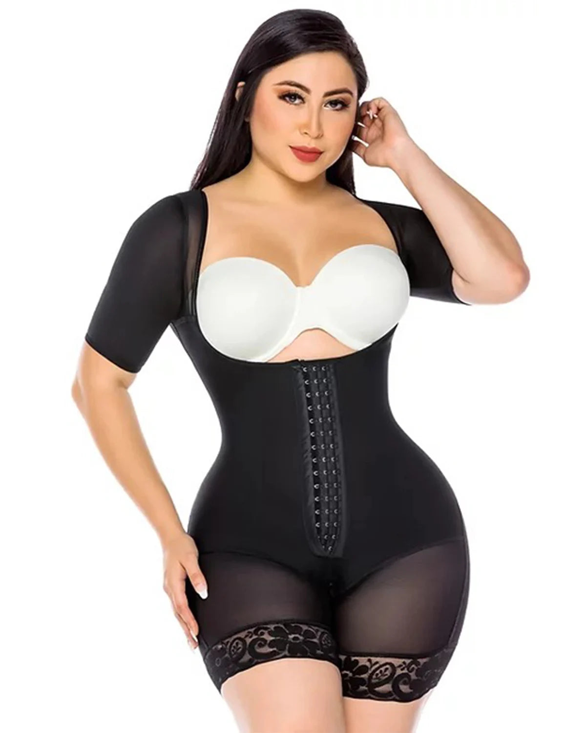 Faja Colombianas Compression Open-bust Long Sleeves Shapewear Butt Lifter Post-operative Underwear Slimming Body Shaper