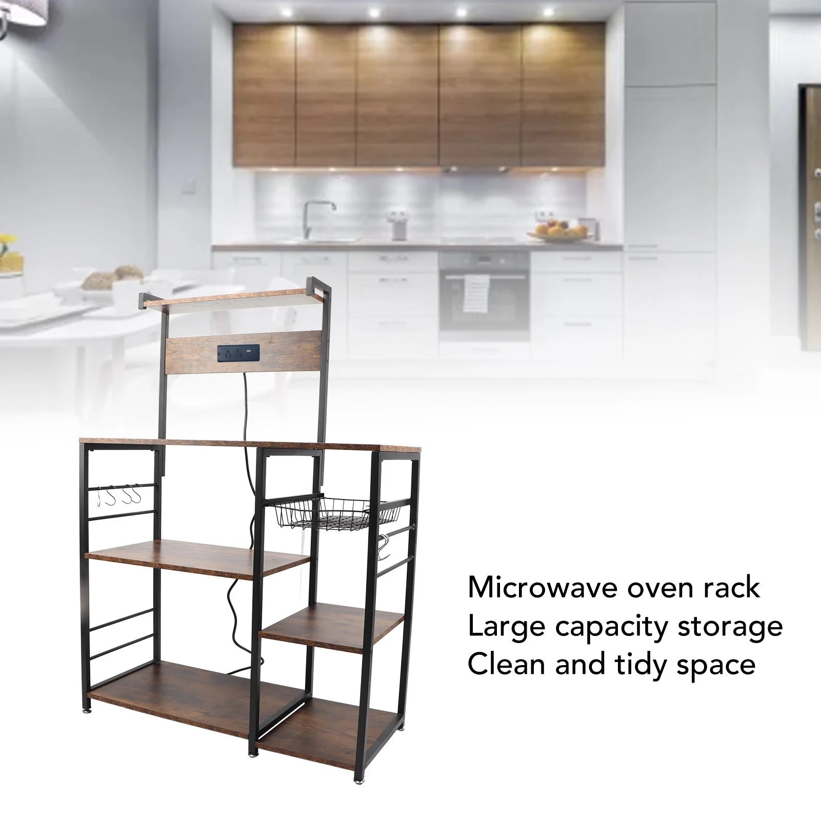 Kitchen Utility Storage Shelf Microwave Oven Stand Coffee Bar Station Rust Resistant Strong Load Bearing Multi Tier for Spices