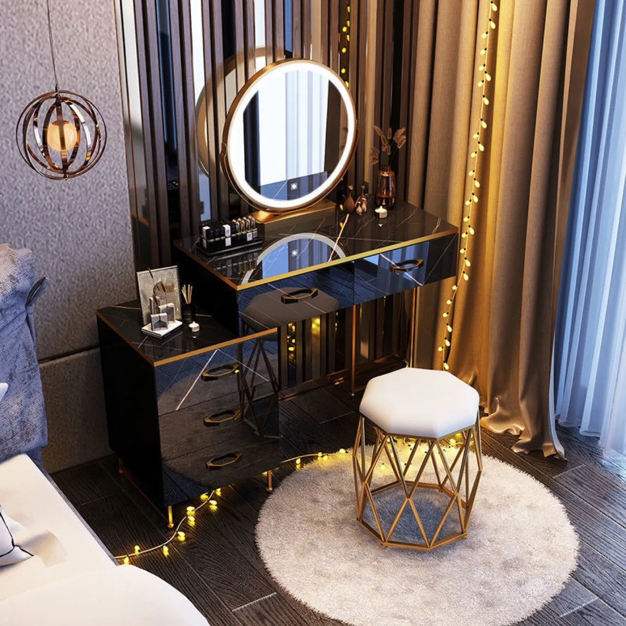 Light Luxury Dresser Simple Ins Style Bedroom Small Apartment Internet Celebrity Ins Dressing Table Multi-functional