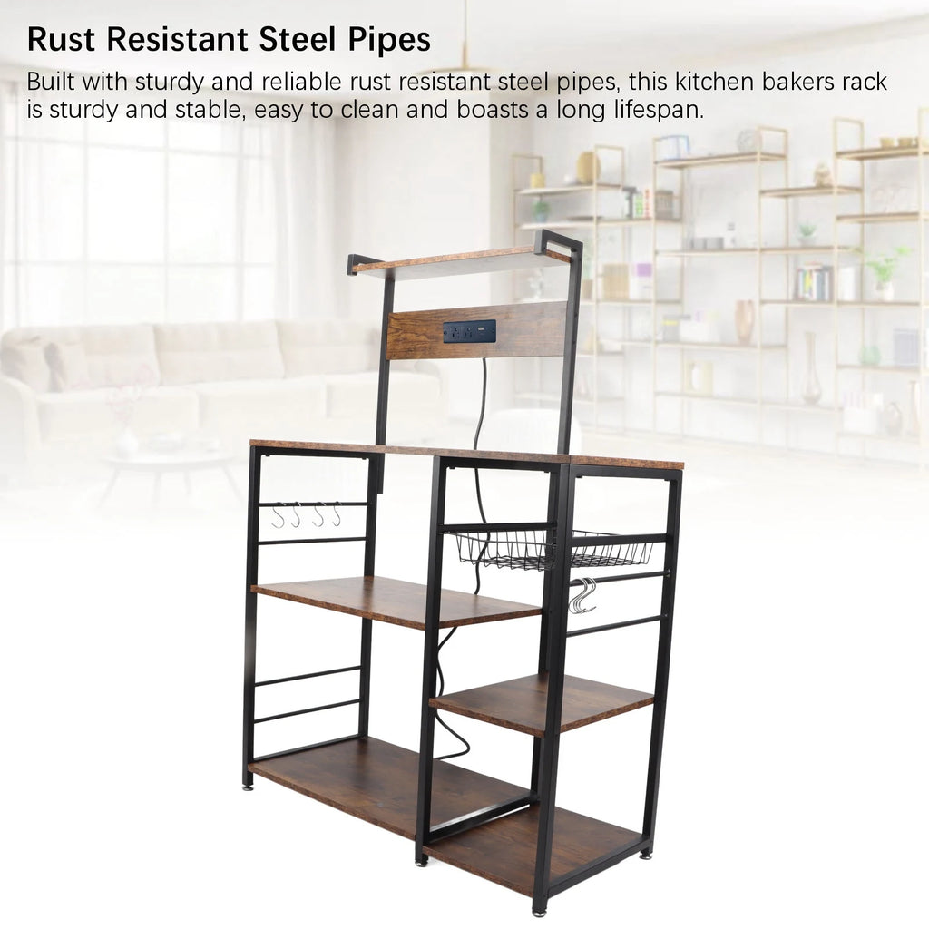 Kitchen Utility Storage Shelf Microwave Oven Stand Coffee Bar Station Rust Resistant Strong Load Bearing Multi Tier for Spices