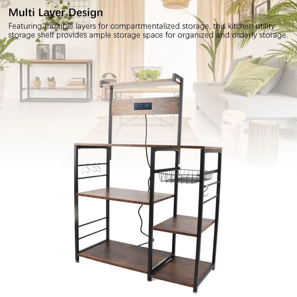 Kitchen Utility Storage Shelf Microwave Oven Stand Coffee Bar Station Rust Resistant Strong Load Bearing Multi Tier for Spices
