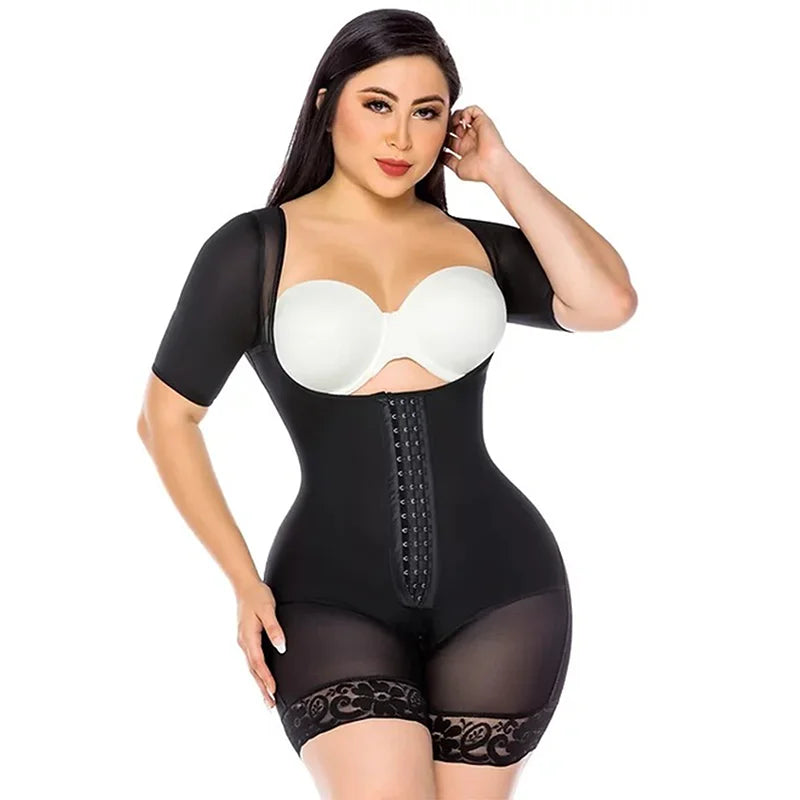 Faja Colombianas Compression Open-bust Long Sleeves Shapewear Butt Lifter Post-operative Underwear Slimming Body Shaper