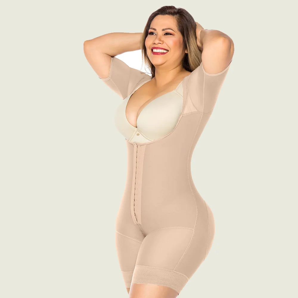 Faja Colombianas Compression Open-bust Long Sleeves Shapewear Butt Lifter Post-operative Underwear Slimming Body Shaper