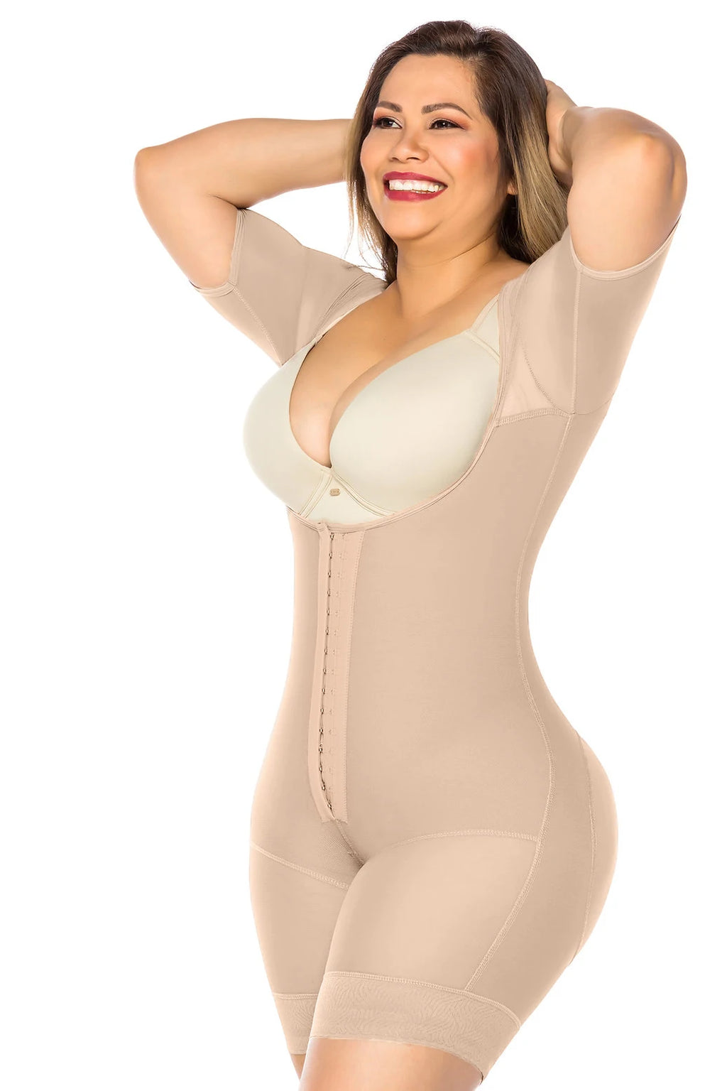 Faja Colombianas Compression Open-bust Long Sleeves Shapewear Butt Lifter Post-operative Underwear Slimming Body Shaper