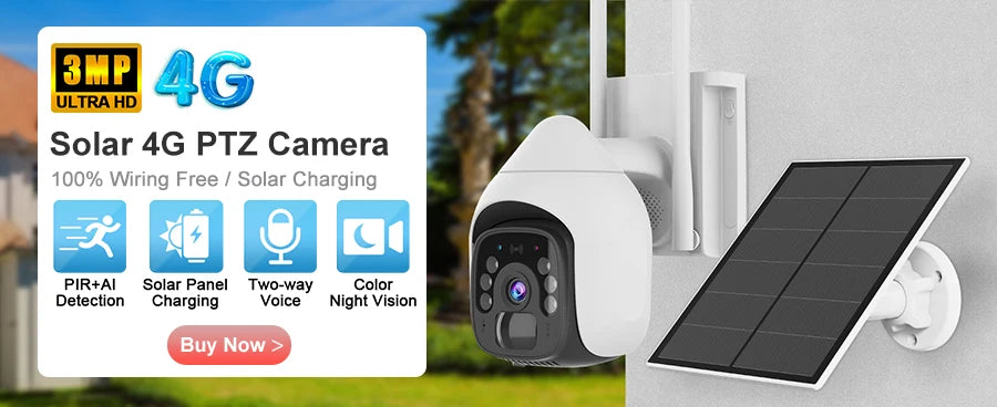 3MP Wireless Security Wifi Camera Outdoor Solar Battery Camera PIR Spotlight Security Solar Camera Security Protection