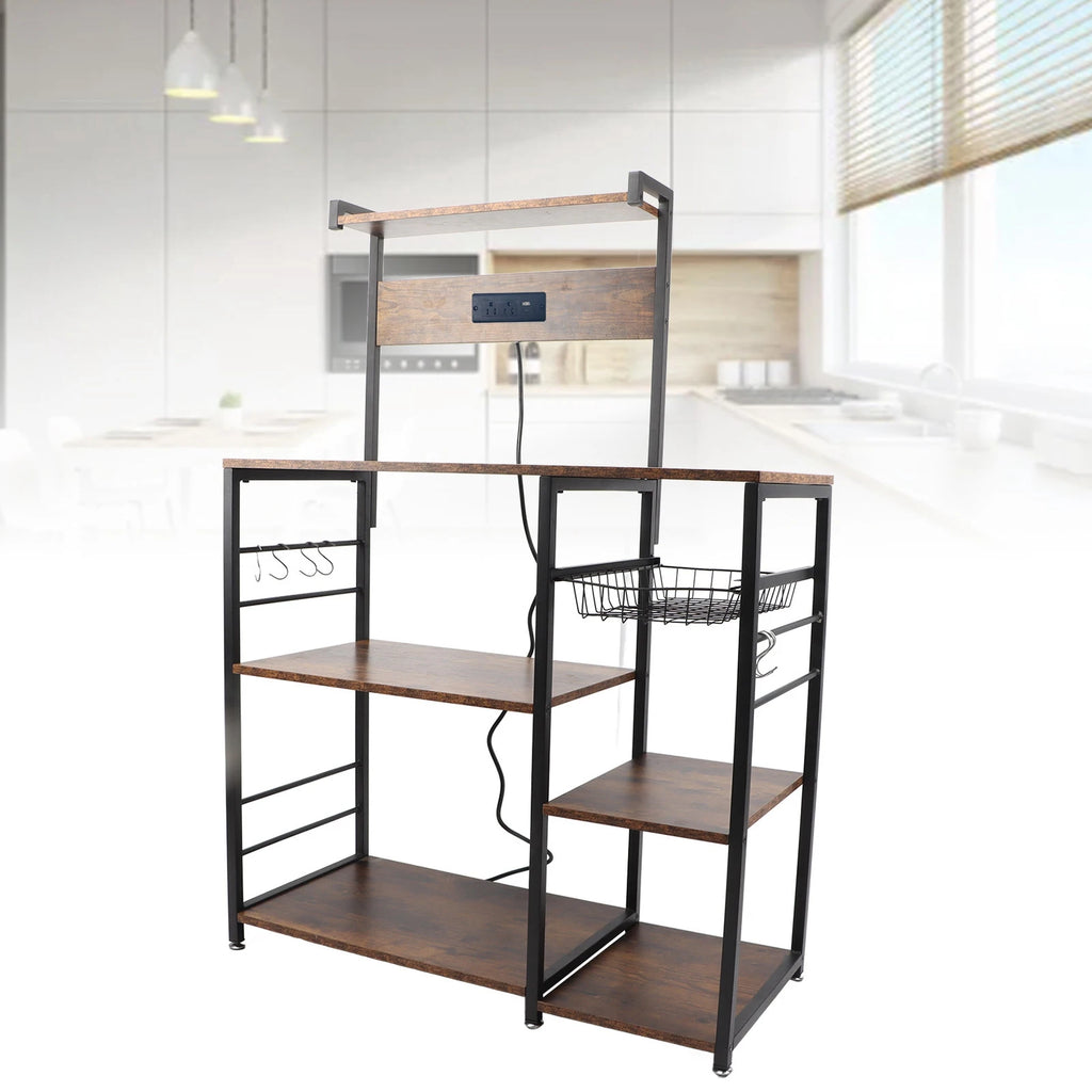 Kitchen Utility Storage Shelf Microwave Oven Stand Coffee Bar Station Rust Resistant Strong Load Bearing Multi Tier for Spices