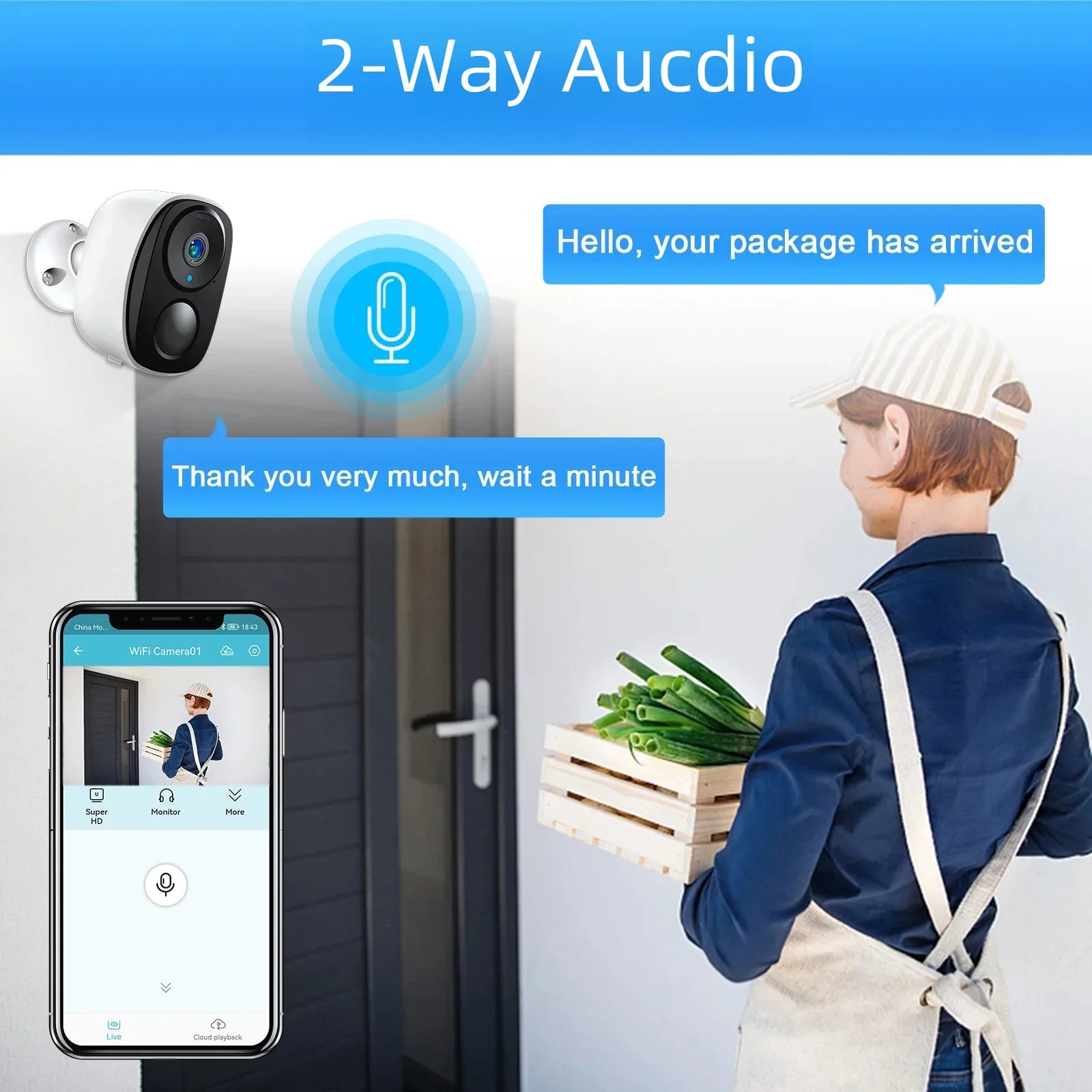 3MP Wireless Security Wifi Camera Outdoor Solar Battery Camera PIR Spotlight Security Solar Camera Security Protection