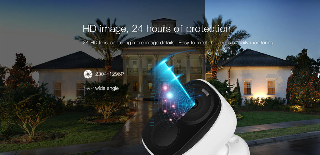 3MP Wireless Security Wifi Camera Outdoor Solar Battery Camera PIR Spotlight Security Solar Camera Security Protection