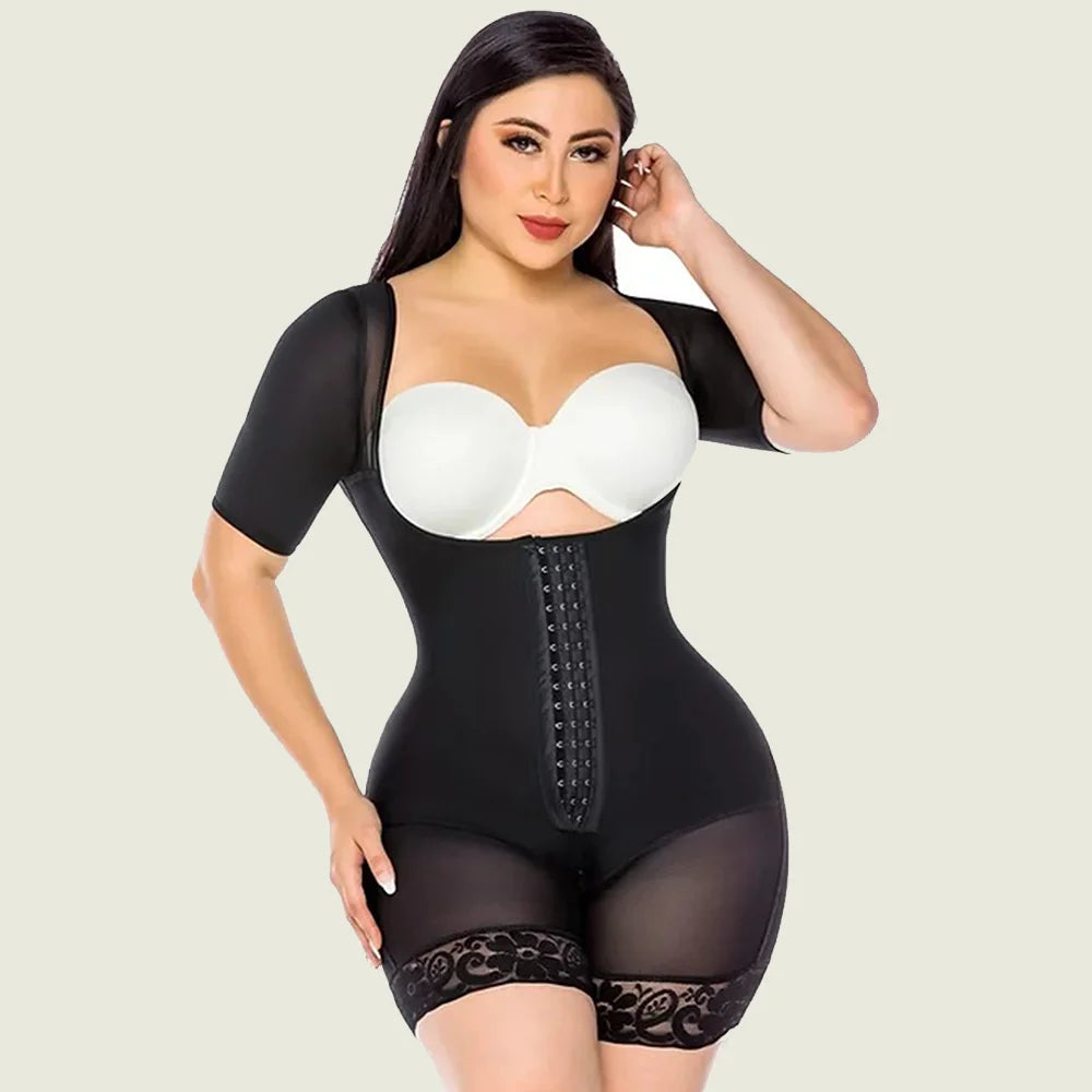 Faja Colombianas Compression Open-bust Long Sleeves Shapewear Butt Lifter Post-operative Underwear Slimming Body Shaper